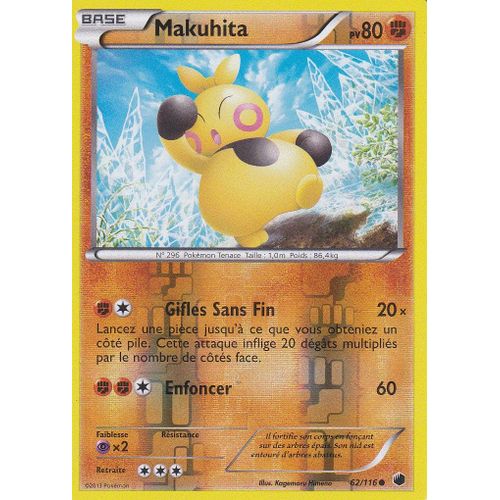 Carte Pokemon - Makuhita - 62/116 - Reverse - Glaciation Plasma -