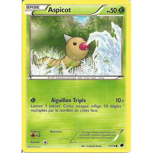 Carte Pokemon Glaciation Plasma Aspicot 1/116 Francais
