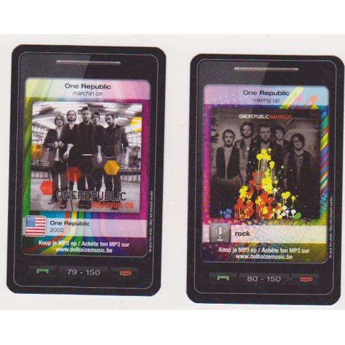 2 Cartes One Republic ( 6 X 10 Cm )