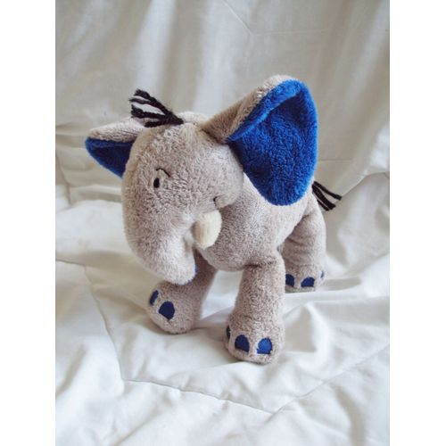 Doudou Éléphant Gris Bleu Nicotoy