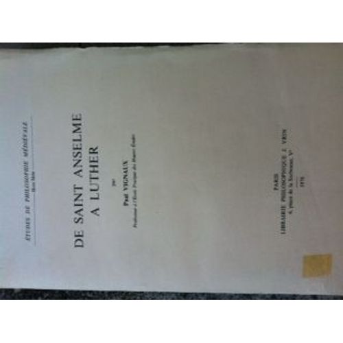 De Saint Anselme À Luther