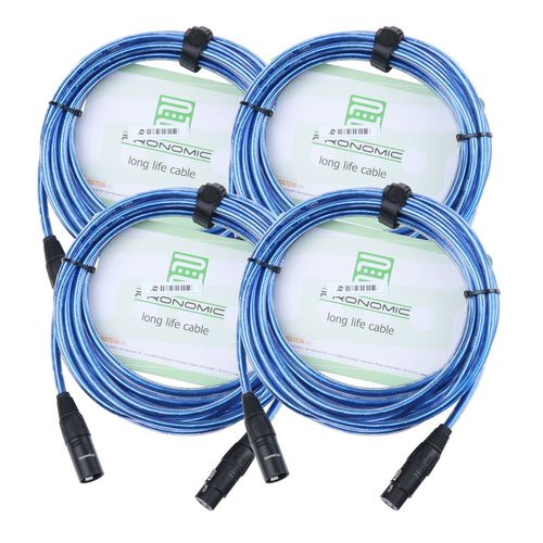 Pronomic Stage XFXM-Blue-5 Câble Micro XLR 5m bleu métallique. Lot de 4