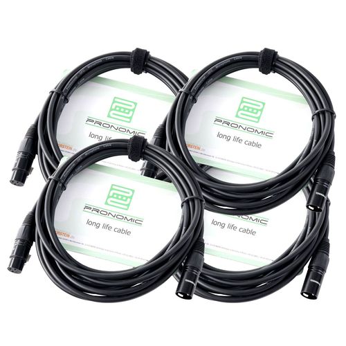 Pronomic Stage XFXM-5 Câble Micro XLR 5m noir Lot de 4
