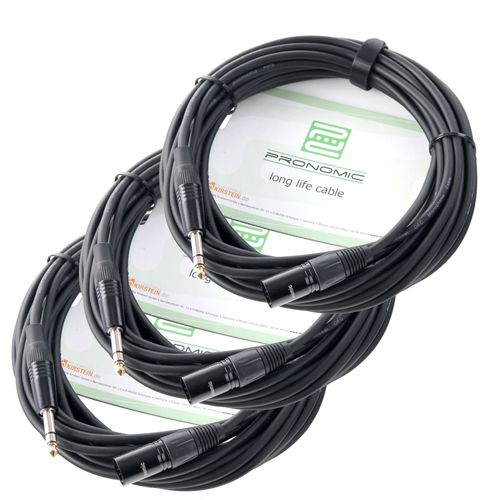 Pronomic Stade JXM-10 Jack Stereo / XLR 10m Lot de 3