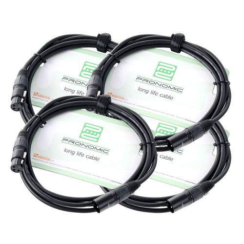 Pronomic Stage XFXM-2.5 Câble Micro XLR 2.5m noir Lot de 4