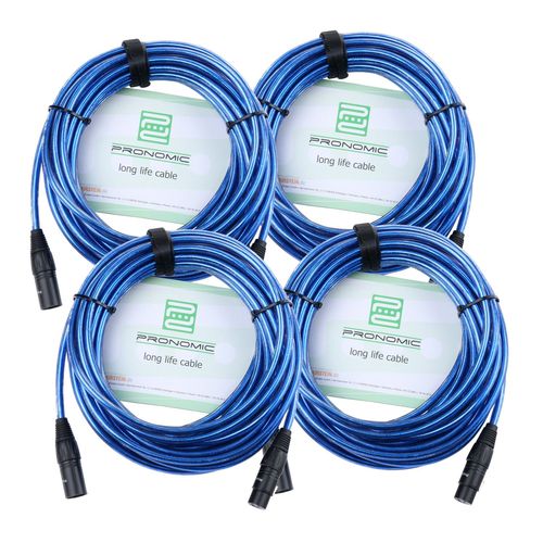Pronomic Stage XFXM-Blue-10 Câble Micro XLR 10m bleu métallique Lot de 4