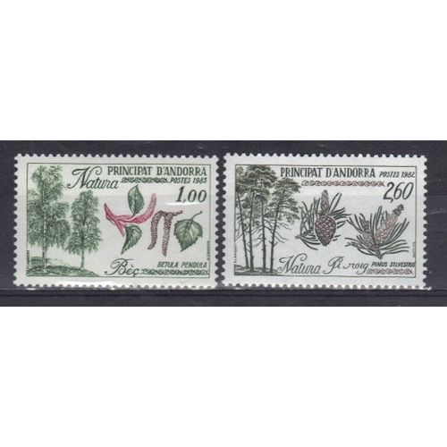 Andorre Francais 1982/83 : Protection De La Nature : Bouleau (Betula Pendula) / Pin Sylvestre (Pinus Sylvestris Var. Pyrenaica) - Lot De 2 Timbres Neufs **