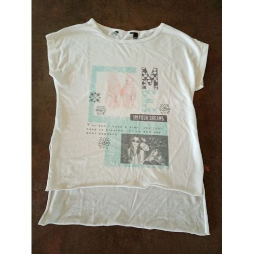 T Shirt Mc Blanc Motif Fille 10 Ans Kiabi