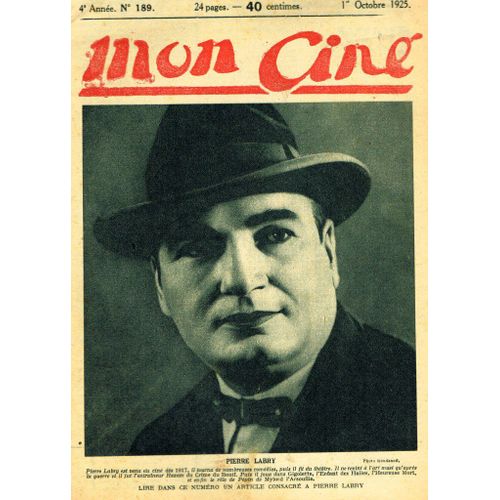 Mon Ciné 189 Pierre Labry Jeanne Morgan Agnes Ayres Harold Lloyd Lorna Duveen