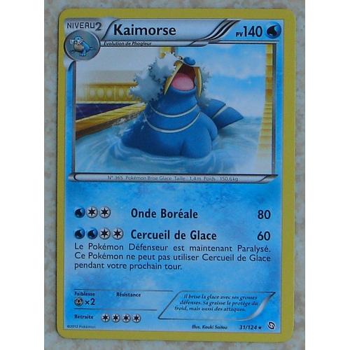 Carte Pokemon Kaimorse 31/124 Pv140 - Niveau 2 Type Eau - Noir & Blanc Dragons Exaltés 2012