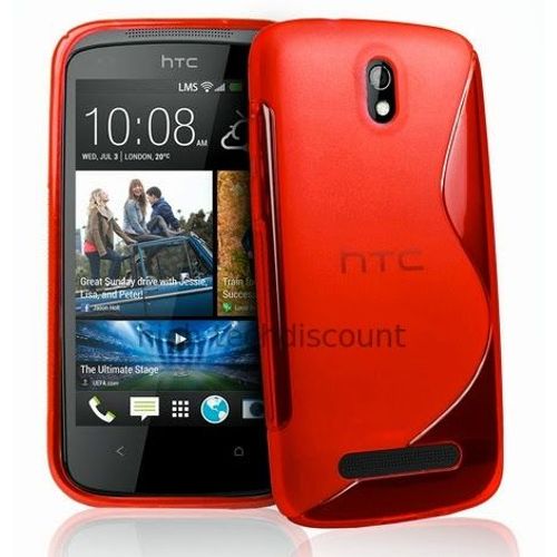 Housse Etui Coque Pochette Silicone Gel Pour Htc Desire 500 + Film Ecran - Rouge