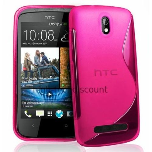 Housse Etui Coque Pochette Silicone Gel Pour Htc Desire 500 + Film Ecran - Rose