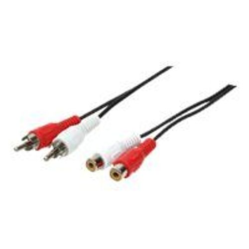 LogiLink - Rallonge de câble audio - RCA x 2 femelle pour RCA x 2 mâle - 5 m - noir