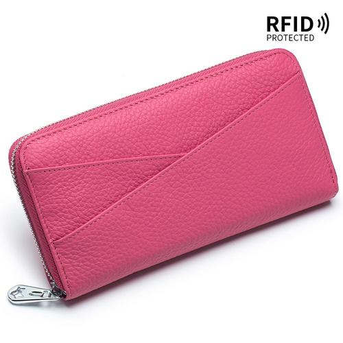 Portefeuille Long En Cuir Véritable Pour Femmegrande Capacitérfidantivolcouche Supérieuresacs à Main En Cuir De Vachettepochette Pour Femmesac Pour Téléphone Portable