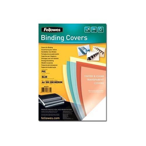 Fellowes Tinted Transparent - A4 (210 x 297 mm) - 200 micromètres bleu - 100 unités couverture à reliure PVC - pour Fellowes Galaxy 500, Galaxy Wire, Pulsar+ 300, Quasar+ 500, Star 150, Star+ 150