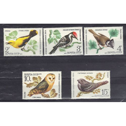 Russie 1979 : Faune De L'u.R.S.S. : Oiseaux Défenseurs Des Forêts - Série Entière De 5 Timbres Neufs **