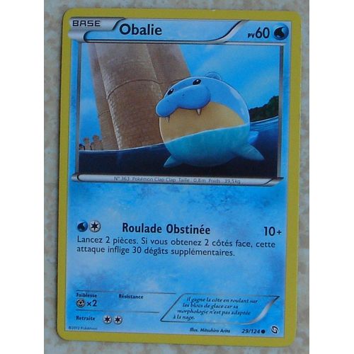 Carte Pokemon Obalie 29/124 Pv60 - Base Type Eau - Noir & Blanc Dragons Exaltés 2012