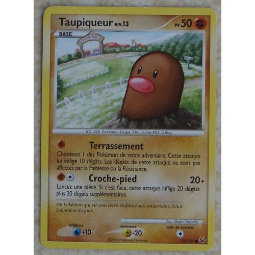 Carte Pokemon Taupiqueur 72/127 Pv50 - Base Niv.13 Type Combat - Platine 2009