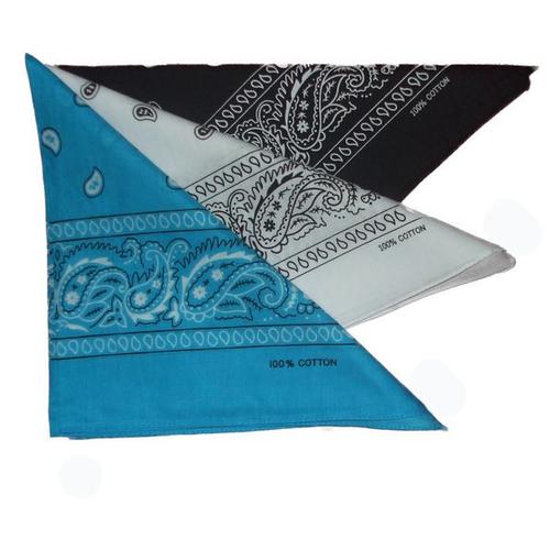 Bandana  : Lot  De 3  (Noir-Blanc-Bleu) 100 %  Coton