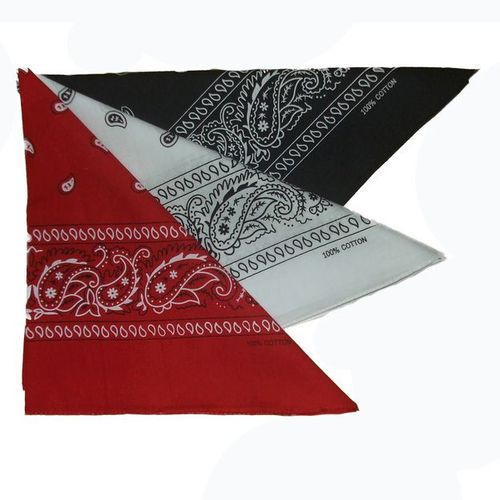 Bandana  : Lot  De 3  (Rouge-Blanc-Noir) 100 %  Coton