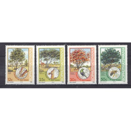 Afrique Du Sud (Bophuthatswana) 1985 : Préservation De L'arbre : Faurea Saligna / Boscia Albitrunca / Erythrina Lysistemon / Bequaertiodendron Magalismontanum - Série Entière De 4 Timbres Neufs **