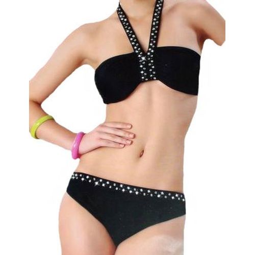 Maillot De Bain Bikini Bandeau Sexy - Noir Blanc - S (38)  M (40)  L (42)