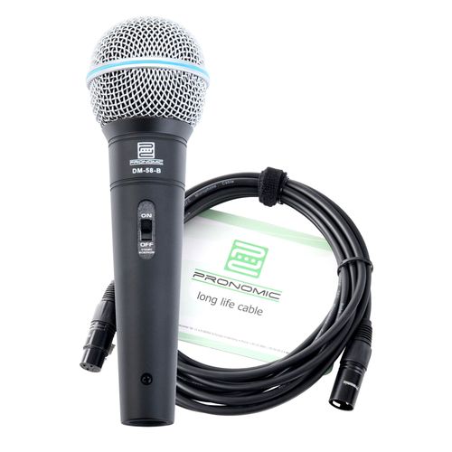 Pronomic Vocal Microphone DM-58 -B avec Interrupteur set avec 5m câble XLR