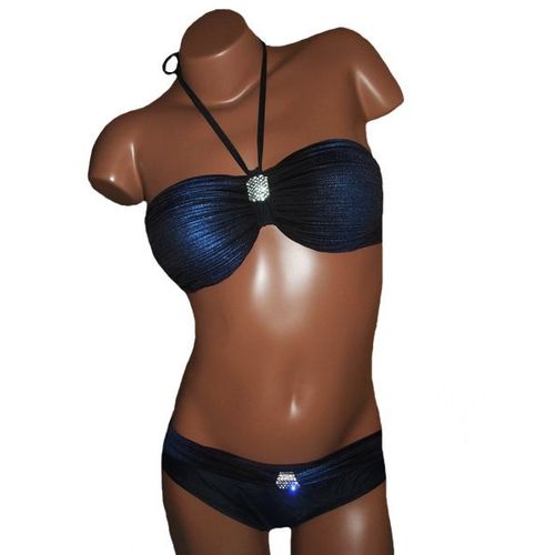Maillot De Bain Deux Pièces Bandeau Noir Violet Marron Rayé Multicolore Tailles S M L Maillots De Bains