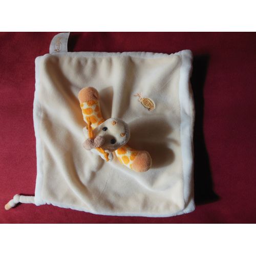 Doudou Carré Plat Baby Nat  Babynat Orange Jaune Beige
