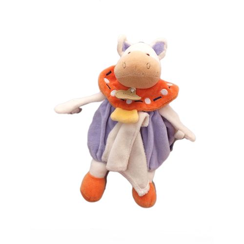 Cheval Poney Hyppopotame Doudou Et Compagnie Mauve Orange Beige Blanc Marron Et Son Mouchoir Dans La Poche