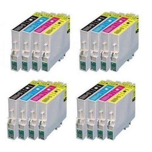 T 0715 - 16 Cartouches d'encre Compatibles Noir pour Epson Stylus SX218 SX515W SX510W SX115 SX200 SX400 SX105 SX415 SX215 SX205 SX410 SX600FW SX100 SX405 SX110 S21 SX210 SX610FW S20 Wifi DX7450 DX8400