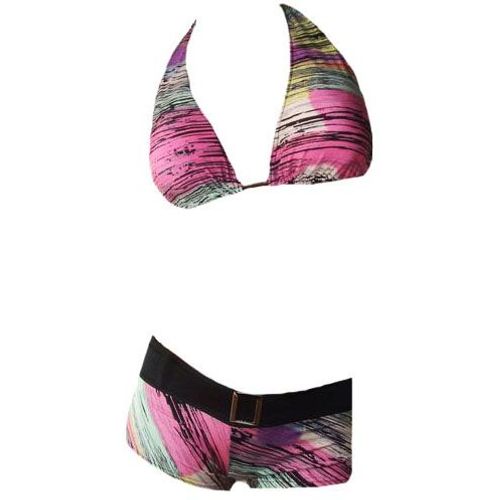 Maillot De Bain Femme Bikini Deux 2 Pièces Bandeau Rayures  Multicolores Noir - S 36 M 38 L 40 Xl 42 Maillots Bains