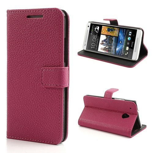 Etui Housse Cuir Pu Htc One Mini M4 Rose Portefeuille