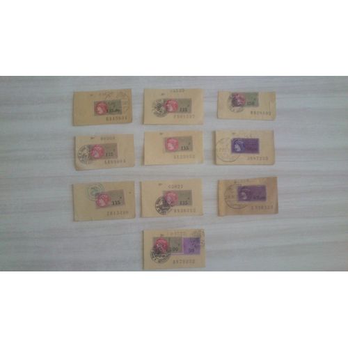 Bloc De 11 Timbres Fiscaux Francs Obl.