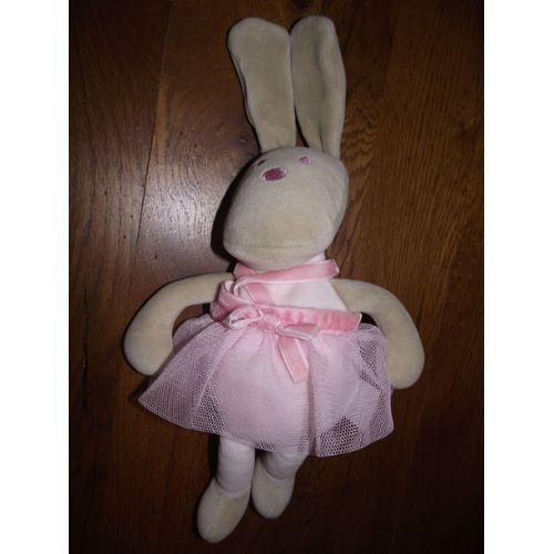 Doudou Peluche Lapin   Corolle En Tutu  Rose Marron Blanc 2004