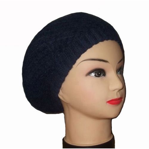Bonnet Galette Double - Noir Marron Bleu Rouge... - Angora -  Laine Neuf