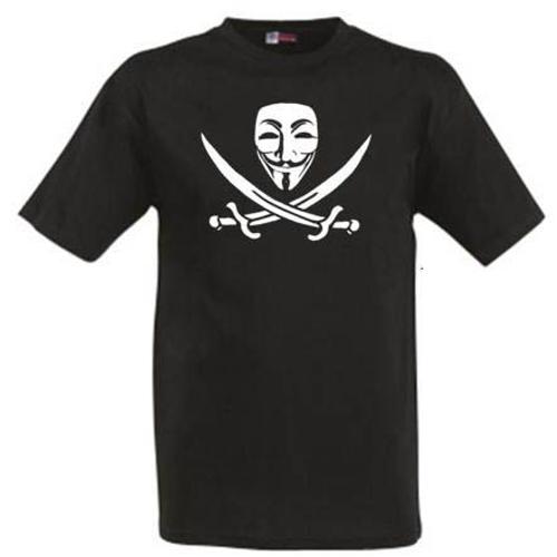 T-Shirt Anonymous Masque Tête De Mort Sabre Pirate Pour Homme S À 4xl