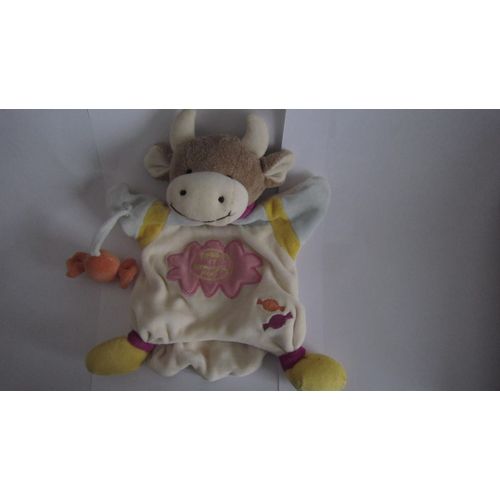 Doudou Plat Marionnette Vache Cerise Avec Bonbon-Doudou Et Compagnie