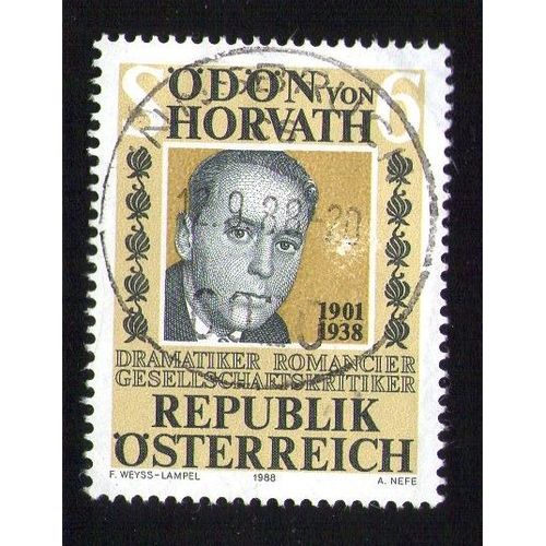 Autriche Oblitération Ronde Used Stamp Odon Von Horvath Dramaturge Romancier 1988