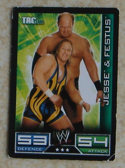 Carte Wwe Slam Attax 2008 : Jesse & Festus - Tag Team - Défense 53 Attaque 54 - 3 Étoiles