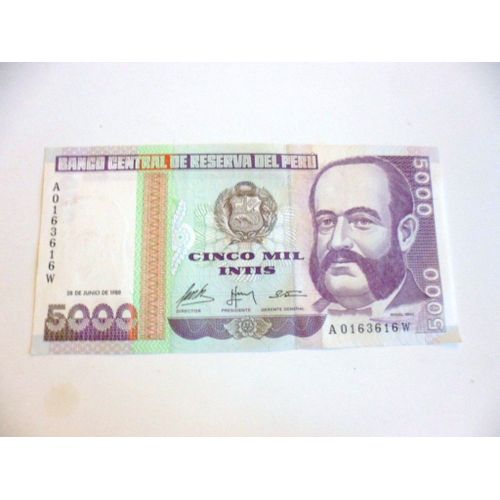 Perou 5000 Intis 1988 , Neuf/Unc !!