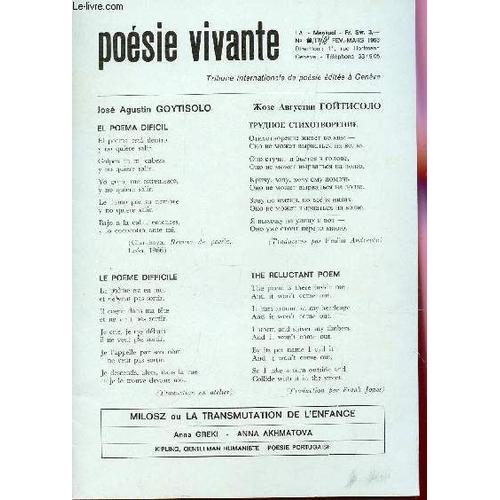 Poesie Vivante N 17 18 Fev Mars 1966 Milosz Ou La Transmutation De L Enfance Divers Poemes Etc Rakuten