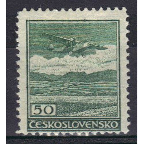 Tchecoslovaquie 1930 Poste Aerienne : Avion "Fokker" - Timbre 50 H. Vert Neuf *