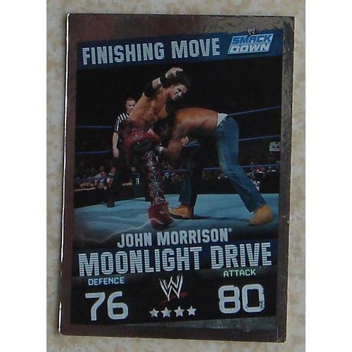 Carte Wwe Slam Attax Evolution 2009 : John Morrison Moonlight Drive - Finishing Move - Carte Brillante - Smack Down - Défense 76 Attaque 80 - 4 Étoiles