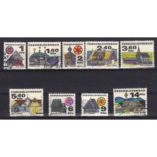 Tchecoslovaquie 1971 : Anciennes Bâtisses - Série Entière De 9 Timbres Oblitérés
