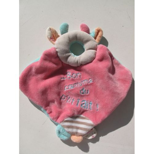Doudou Plat Vache "Les Bouilles" Doudou Et Compagnie Bon Comme Du P'tit Lait Rose Marron