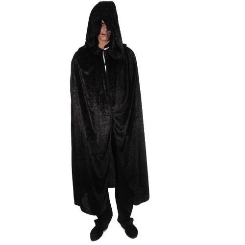 Cape Capuche Velours Noire Luxe 182 Cm