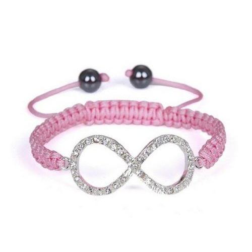 Bracelet Style Shamballa Mixte - Infini - Rose - Ajustable 16-30 Cm