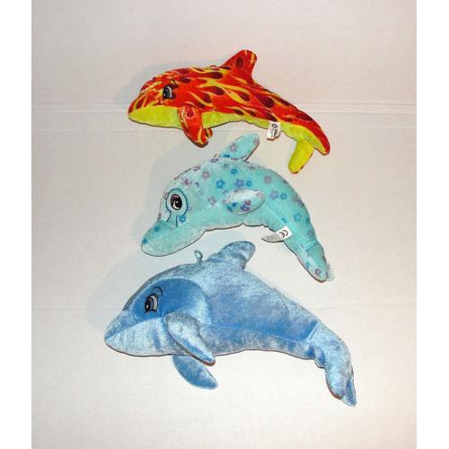 Dauphin Bleu Lot De 3 Peluches Dauphin  Allia Sandy