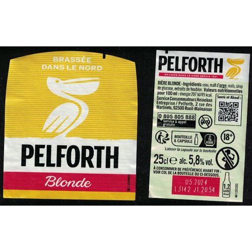 France Lot 2 Étiquettes Bière Beer Labels Pelforth Blonde